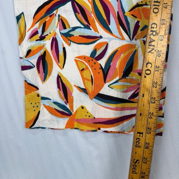 C&C California Womens L 100% Linen Wide Leg Capri Pants Tropical Floral - Picture 3 of 9